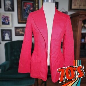 Vintage 70s The Villager Red Tailored Blazer Union Made Notched Lapel Jacket 10